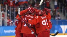 Rusland Duitsland Olympische Spelen Face-Off IJshockey