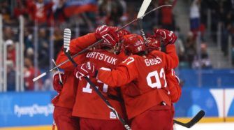 Rusland Duitsland Olympische Spelen Face-Off IJshockey