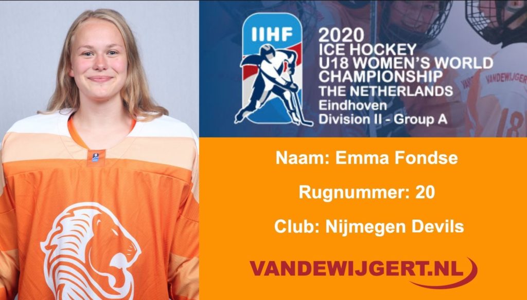 Emma Fondse Oranje U18 Dames