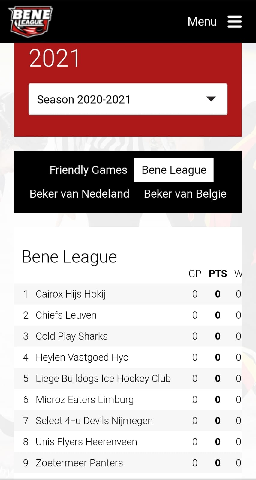 Mobiele BeNe League Site